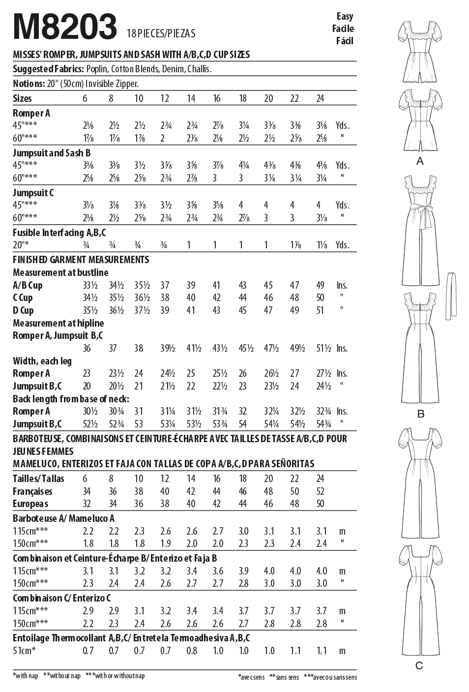 McCalls Romper and Jumpsuits M8203