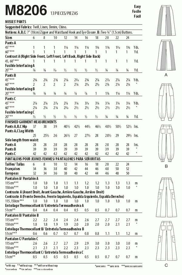 McCalls Trousers M8206