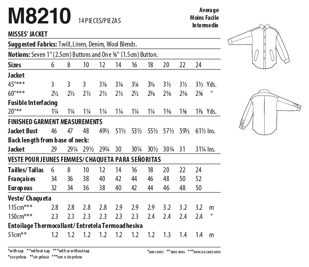 McCalls Jacket M8210