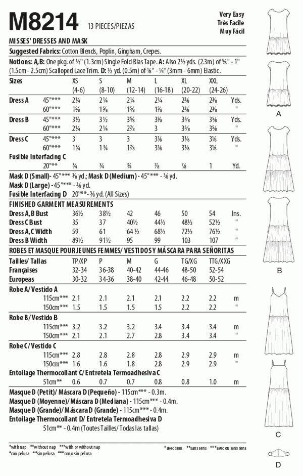 McCalls Dresses and Mask M8214