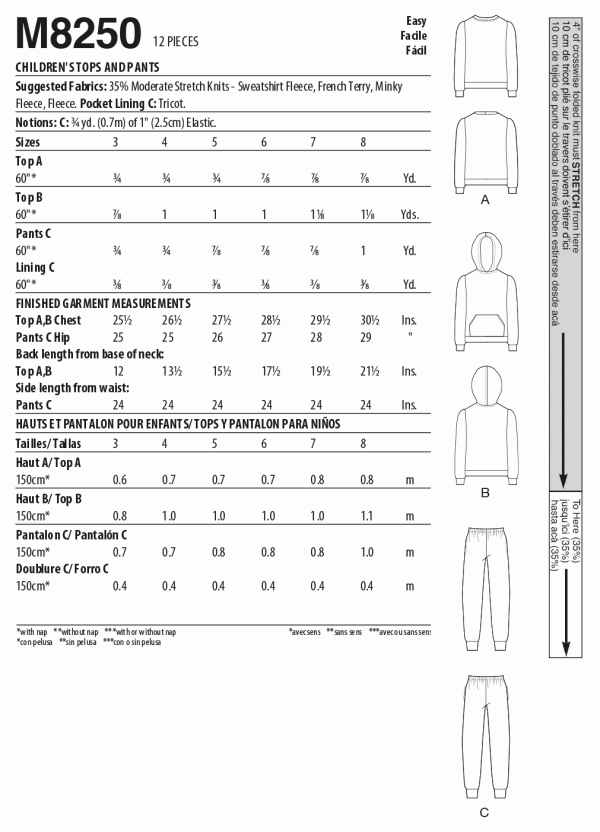 McCalls Childs Hoodie and Trousers M8250