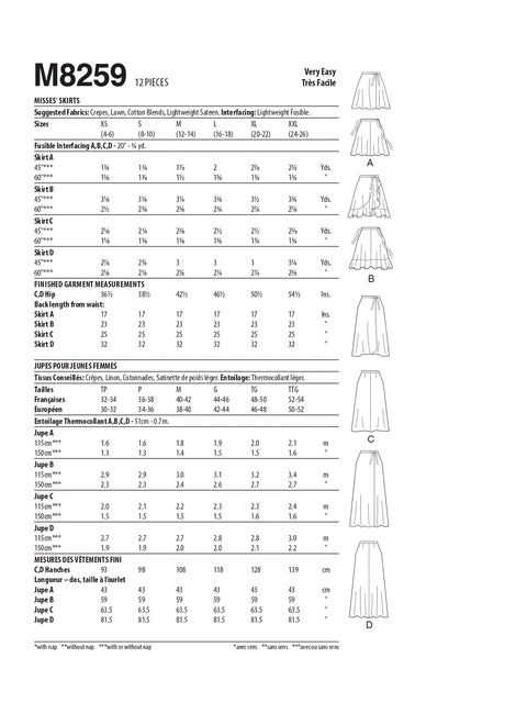 McCalls Skirts M8259