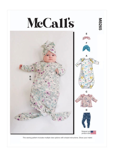 McCalls Babies Gown, Top and Trousers M8265