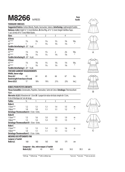 McCalls Baby/Child Dresses M8266