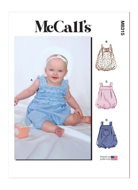 McCalls Baby's Rompers M8315