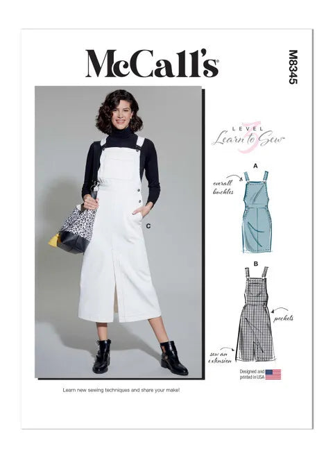 McCalls Skirt Overalls/Pinafore M8345