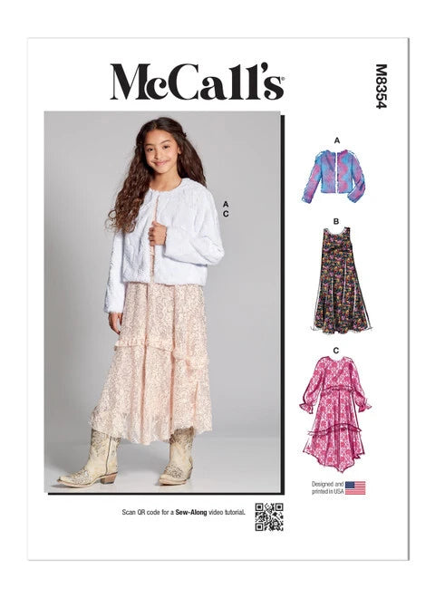 McCalls Child/Teen Dress, Slip Dress and Jacket M8354