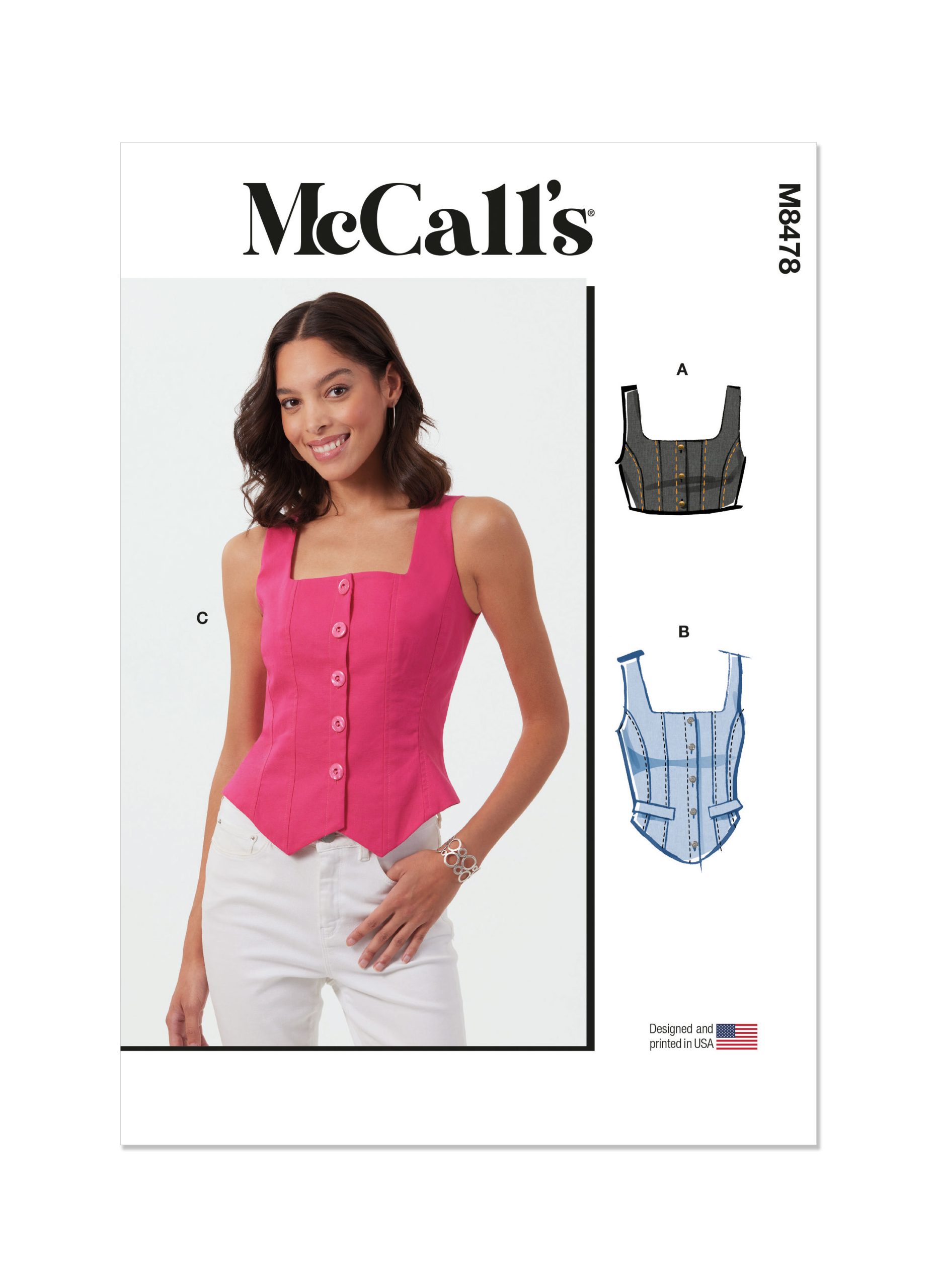 McCalls Waistcoat Tops M8478