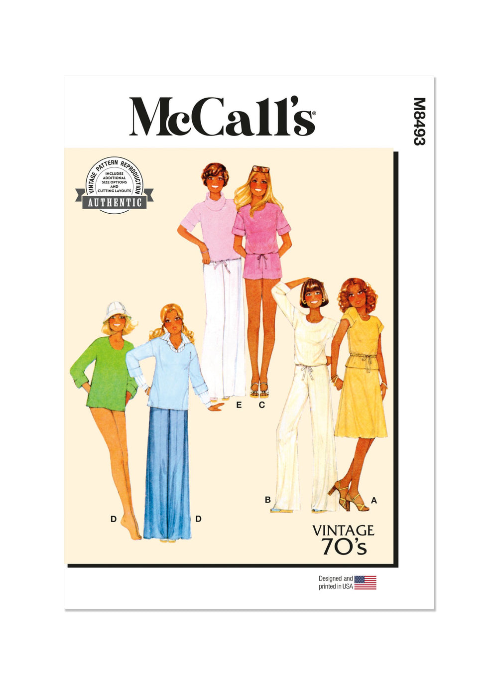 McCalls Vintage Tops, Skirt, Trousers & Shorts M8493