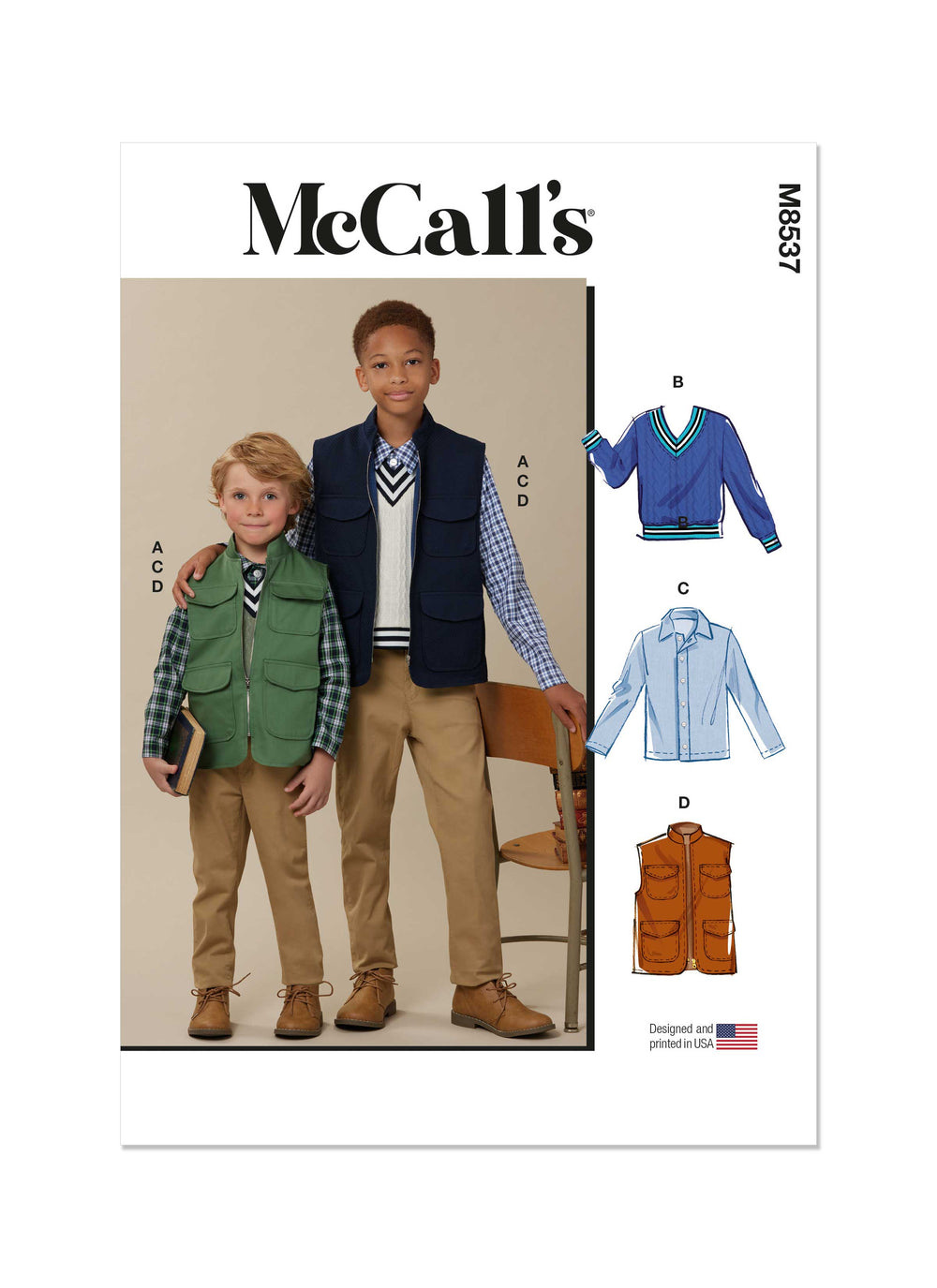 McCalls Boy/Teen Vest, Top & Shirt M8537