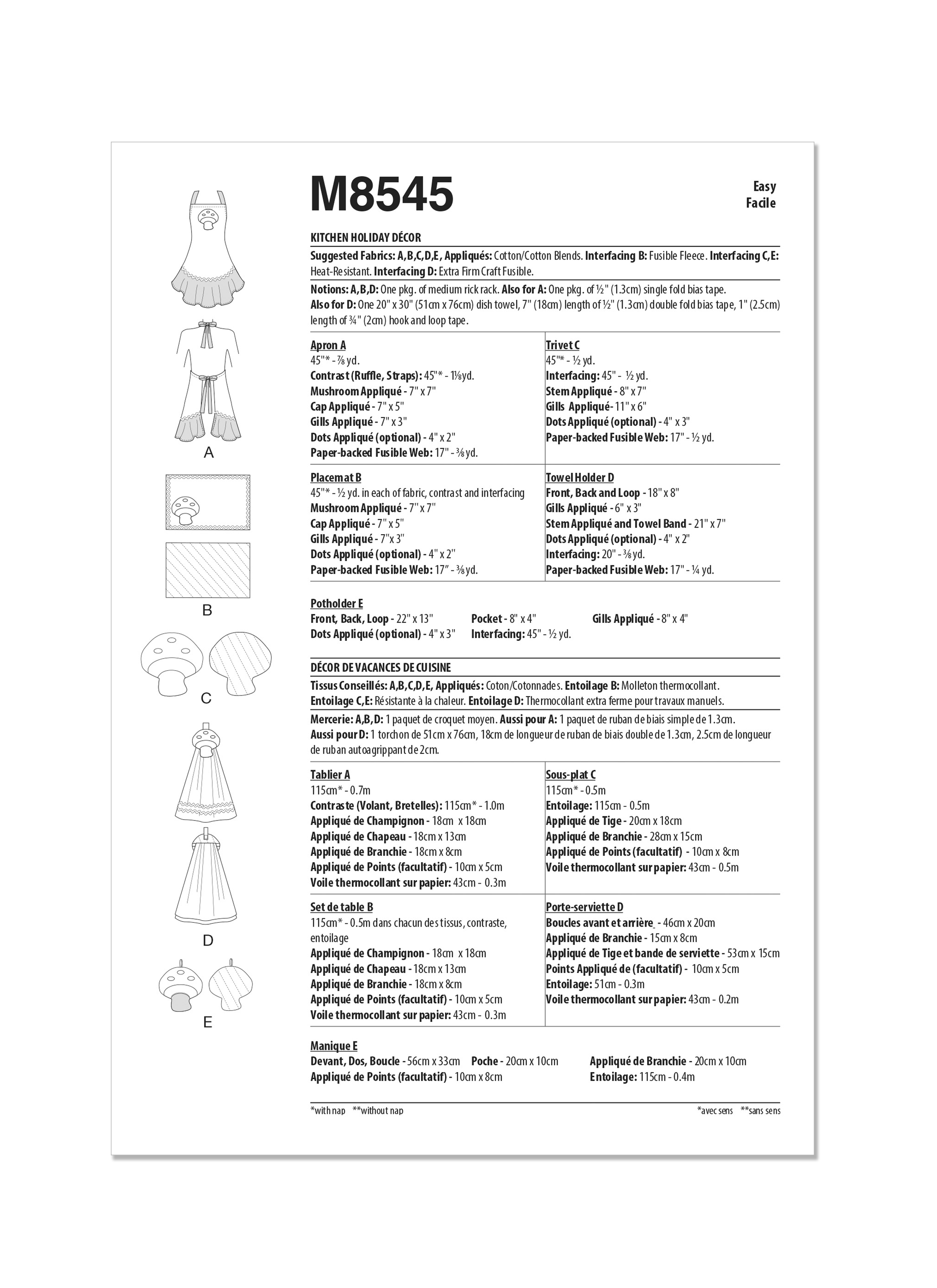 McCalls Apron & Kitchen Accessories M8545