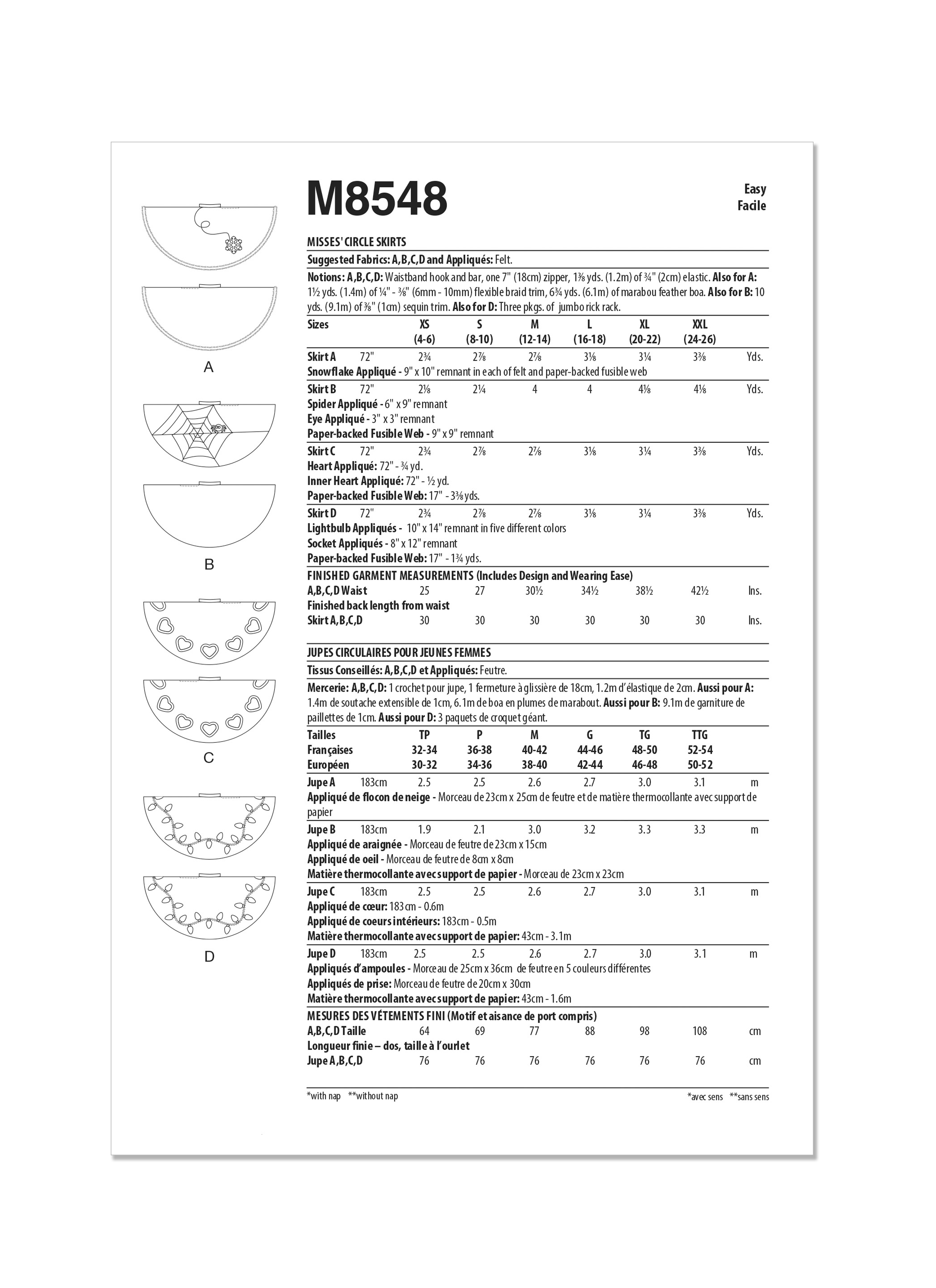 McCalls Circle Skirts M8548