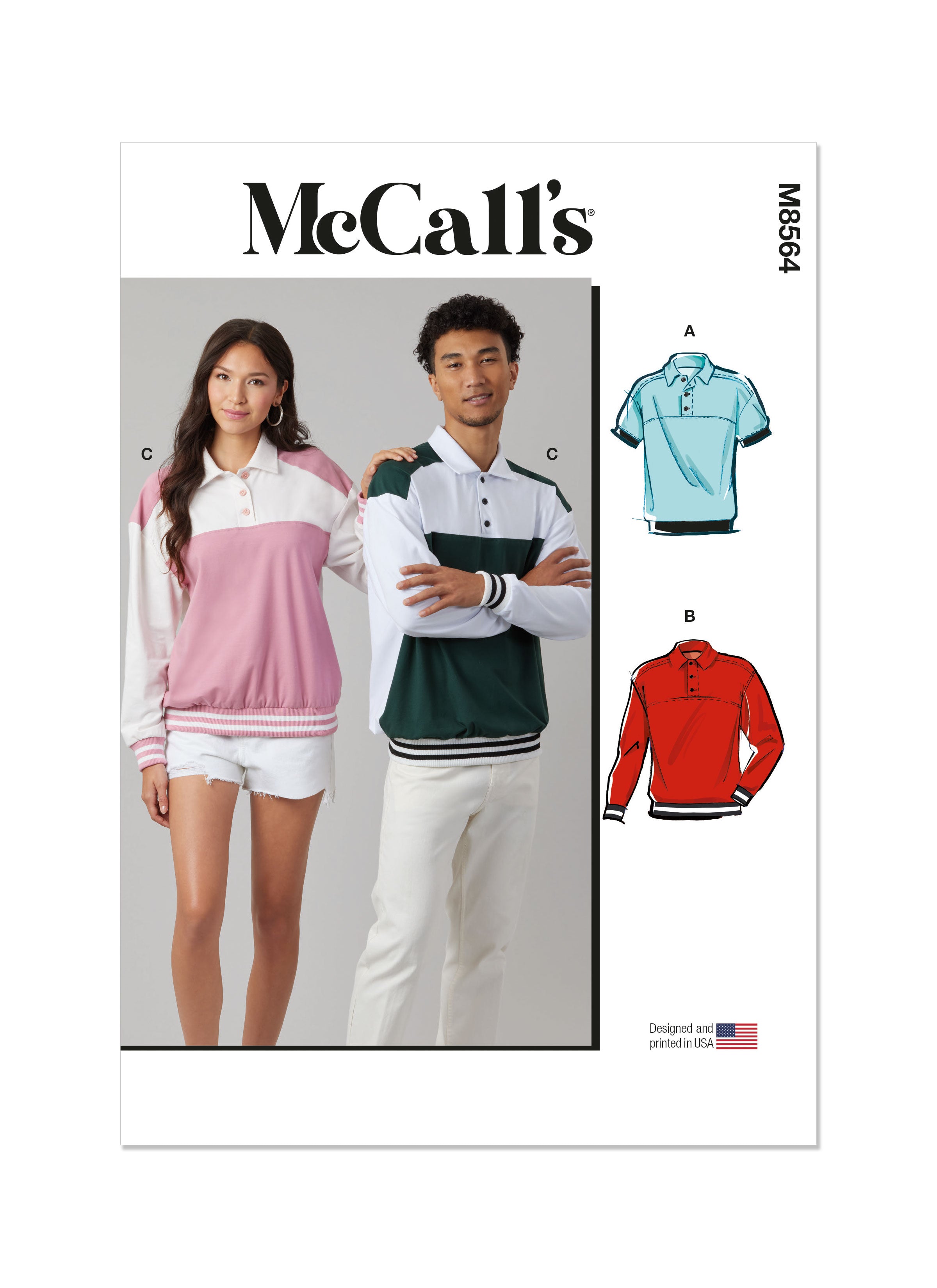 McCall's Unisex Knit Pullover Tops M8564