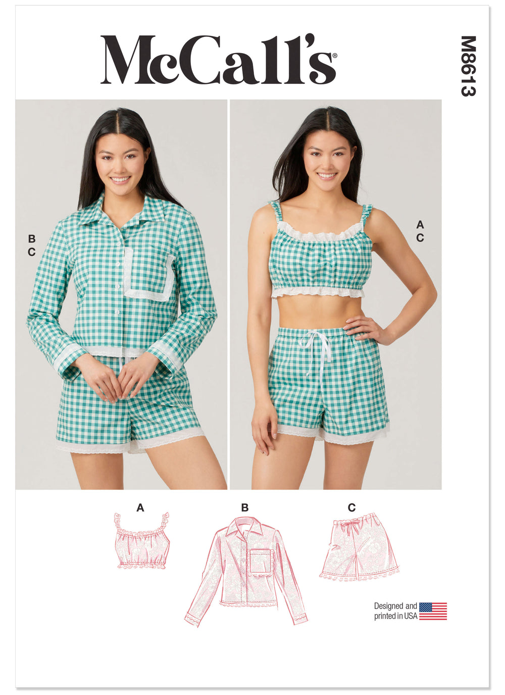 McCall's Misses' Bralette, Shirt and Shorts M8613