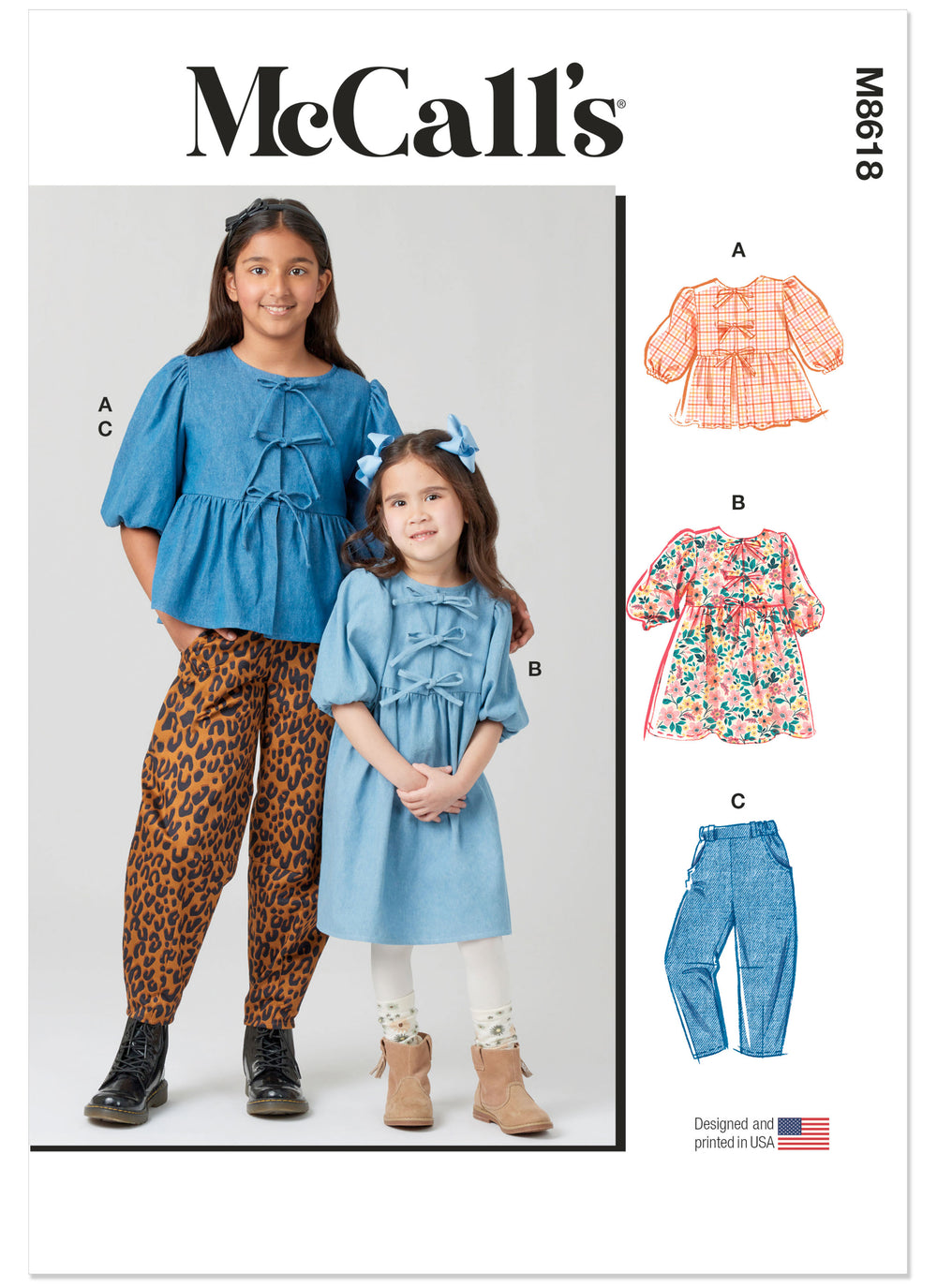McCall's Children's and Girls' Top, Dress and Trousers M8618