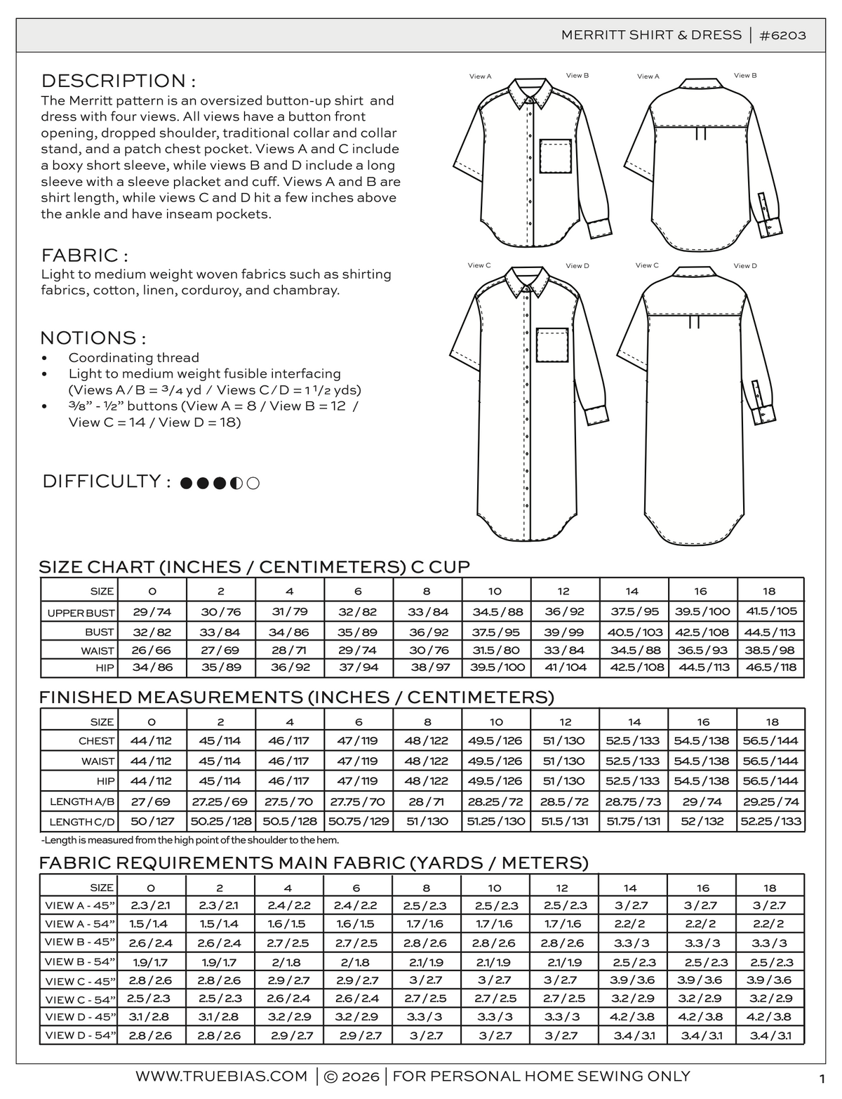 True Bias Merritt Shirt and Dress