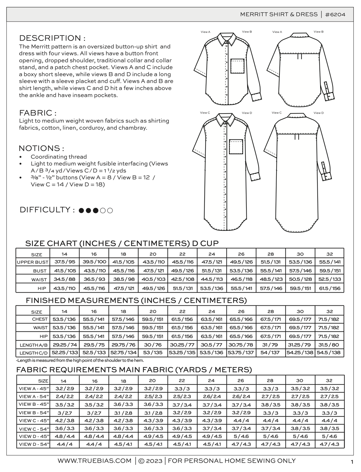 True Bias Merritt Shirt and Dress