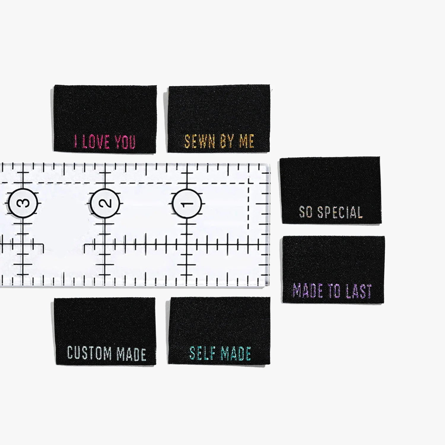 Kylie & The Machine 'Metallic Side Seams (Black)' Labels