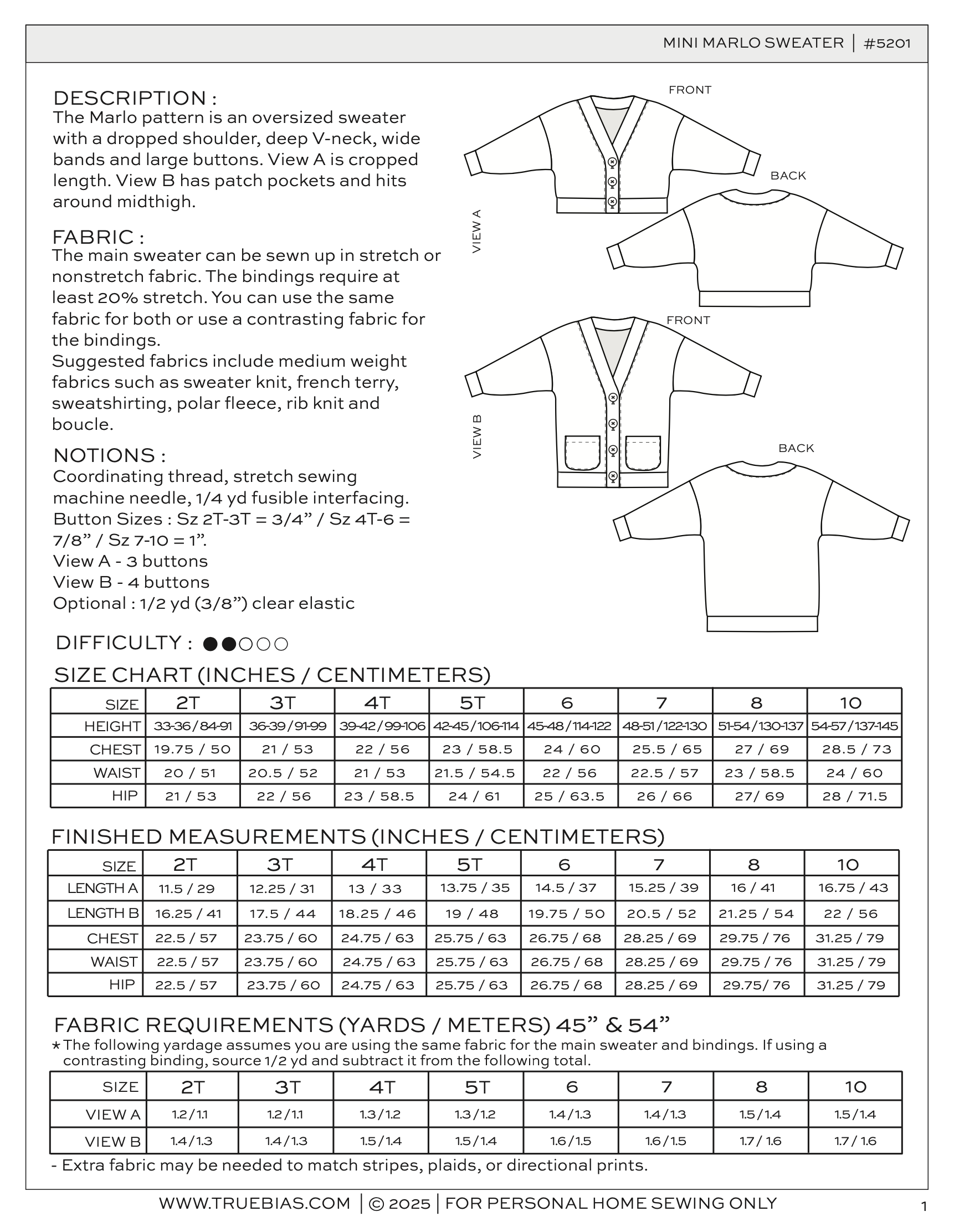 True Bias Children's Mini Marlo Sweater