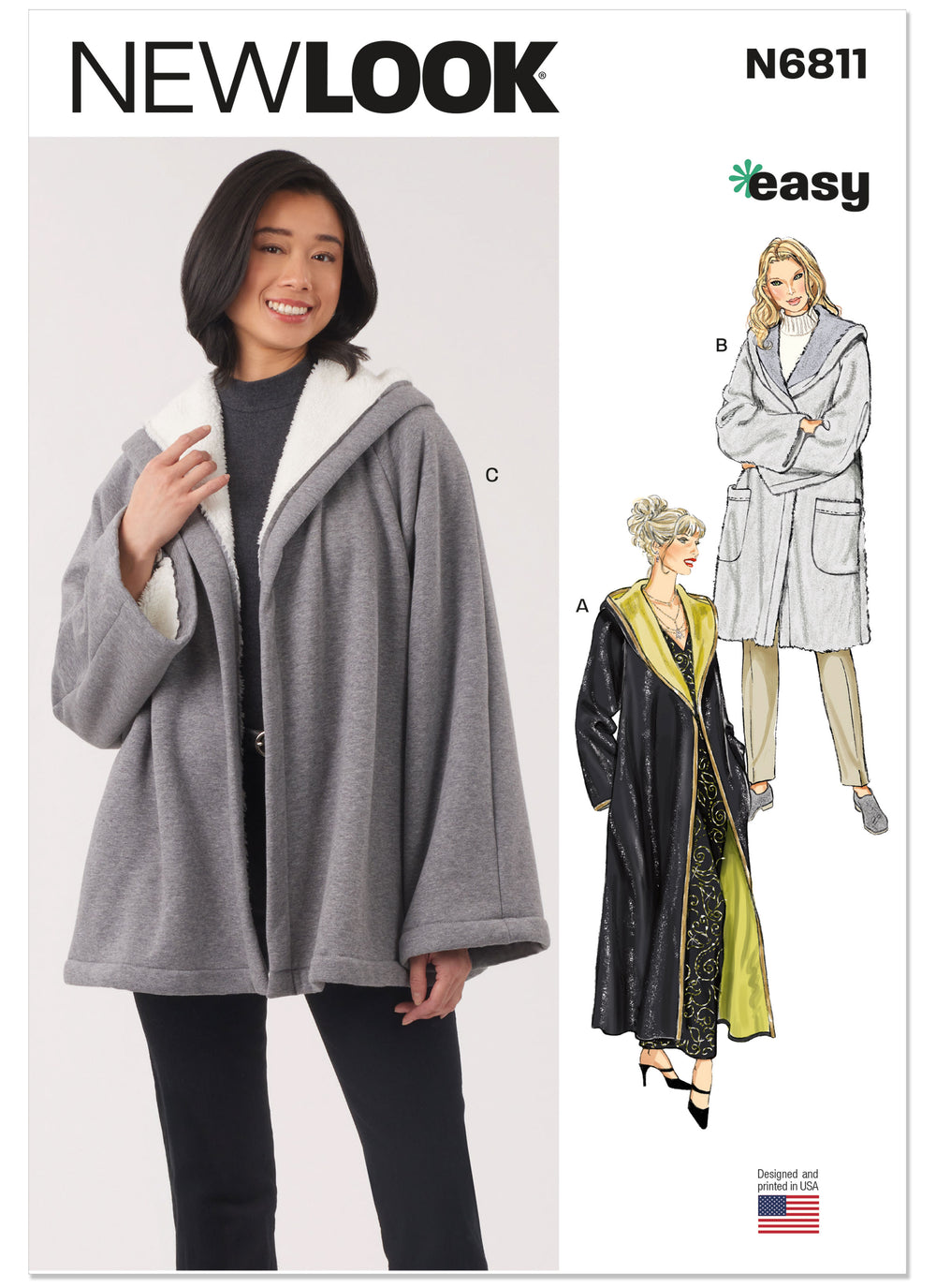 New Look Misses' Coat in Two Lengths and Jacket N6811