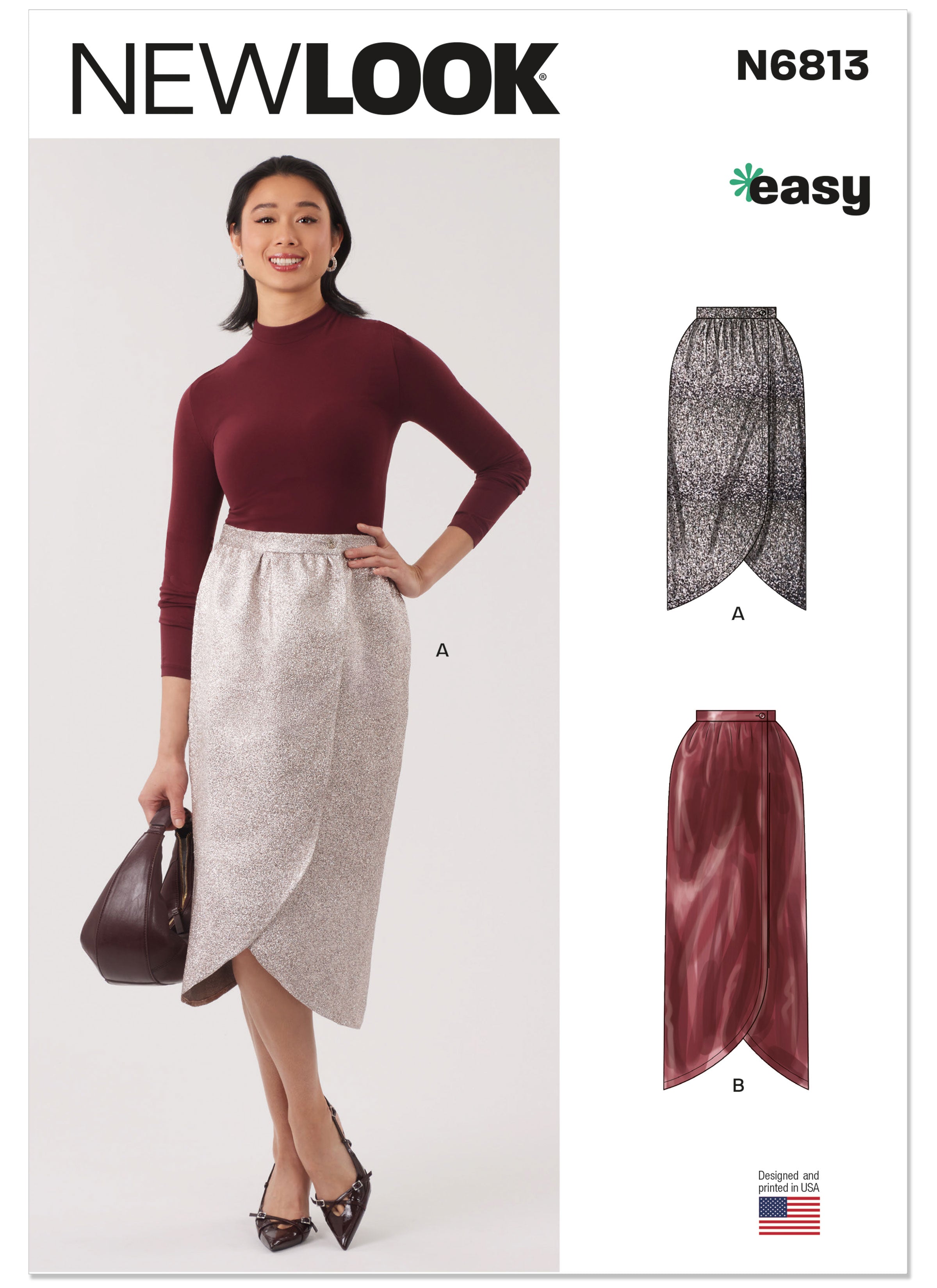 New Look Misses' Wrap Skirt in Two Lengths N6813