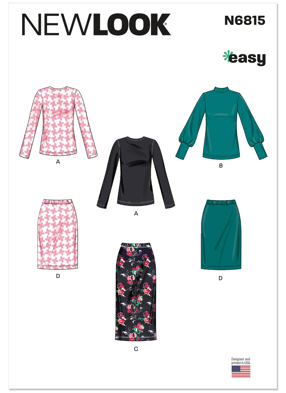 New Look Misses' Knit Tops and Skirt In Two Lengths N6815