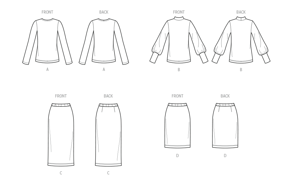New Look Misses' Knit Tops and Skirt In Two Lengths N6815