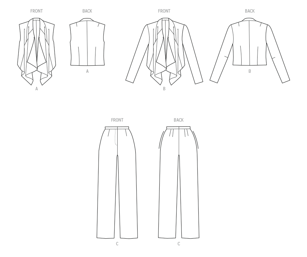New Look Misses' Draped Front Vest, Jacket and Trousers N6817