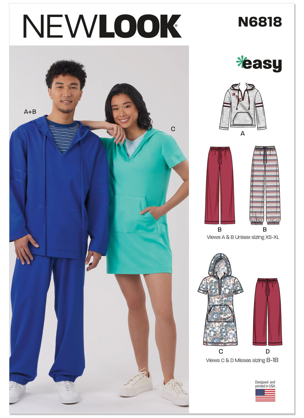 New Look Unisex Knit Hoodie and Trousers and Misses' Knit Dress N6818
