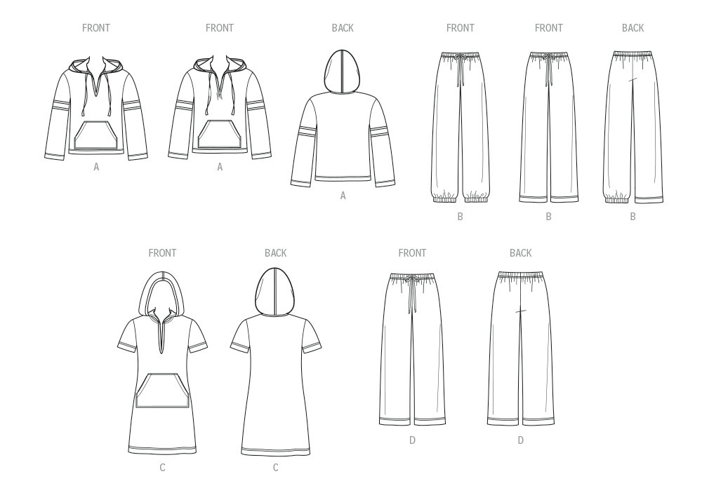 New Look Unisex Knit Hoodie and Trousers and Misses' Knit Dress N6818