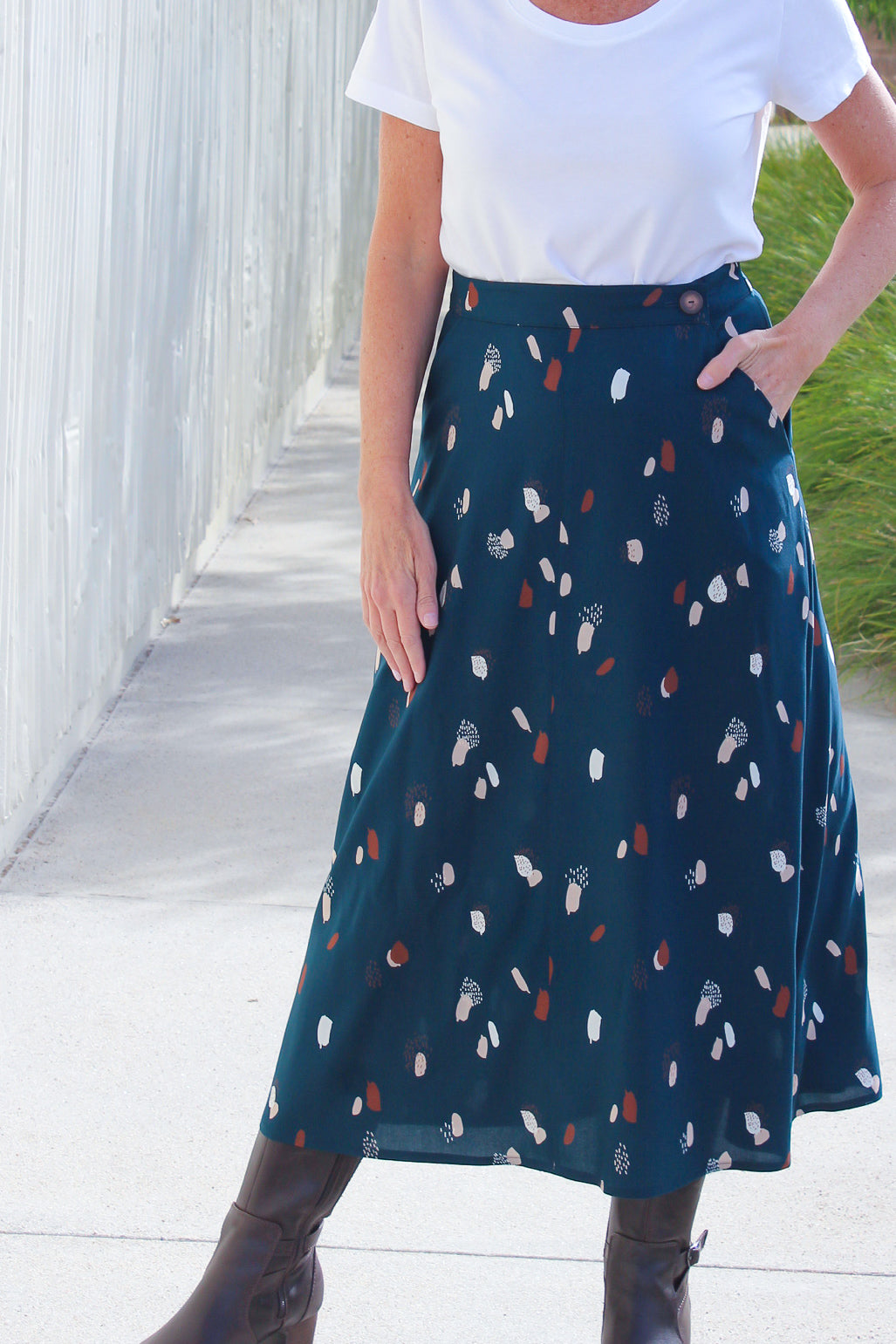 Blue Dot Patterns No-Zip Skirt