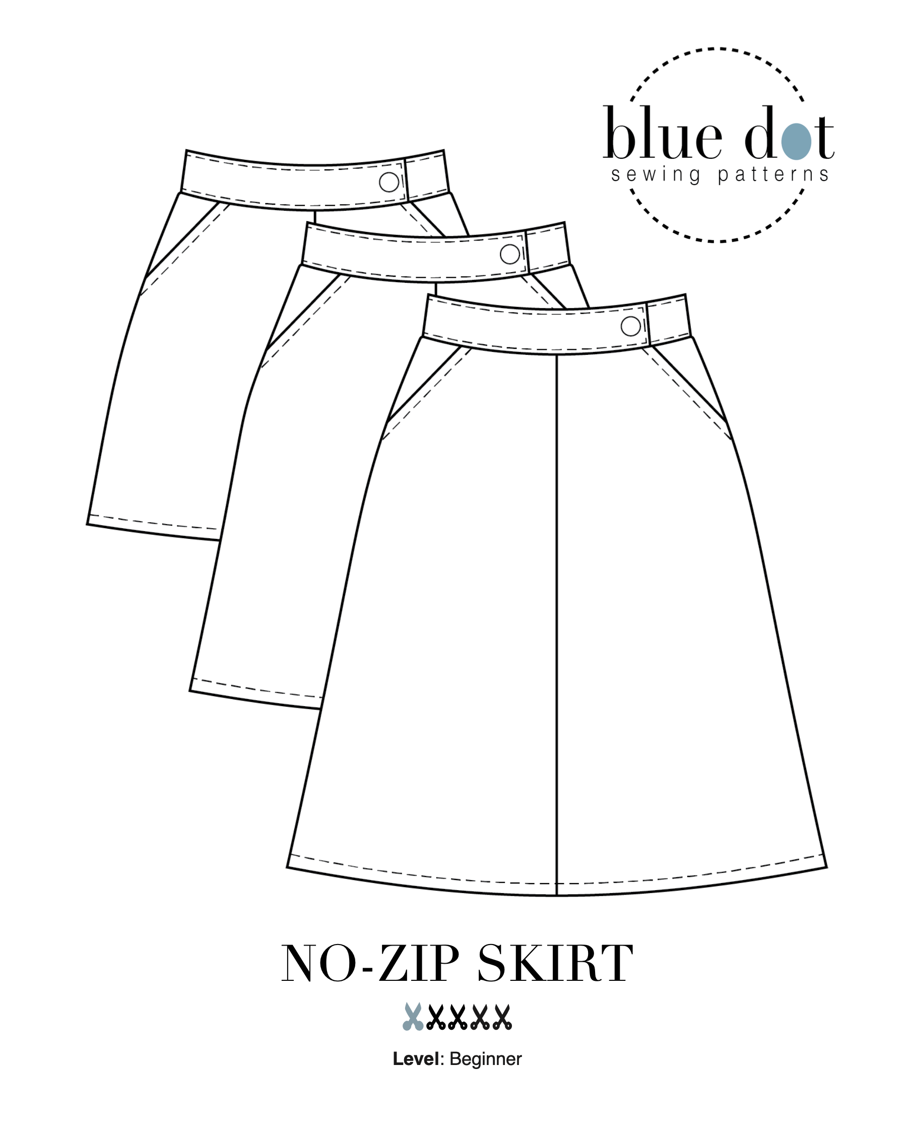 Blue Dot Patterns No-Zip Skirt