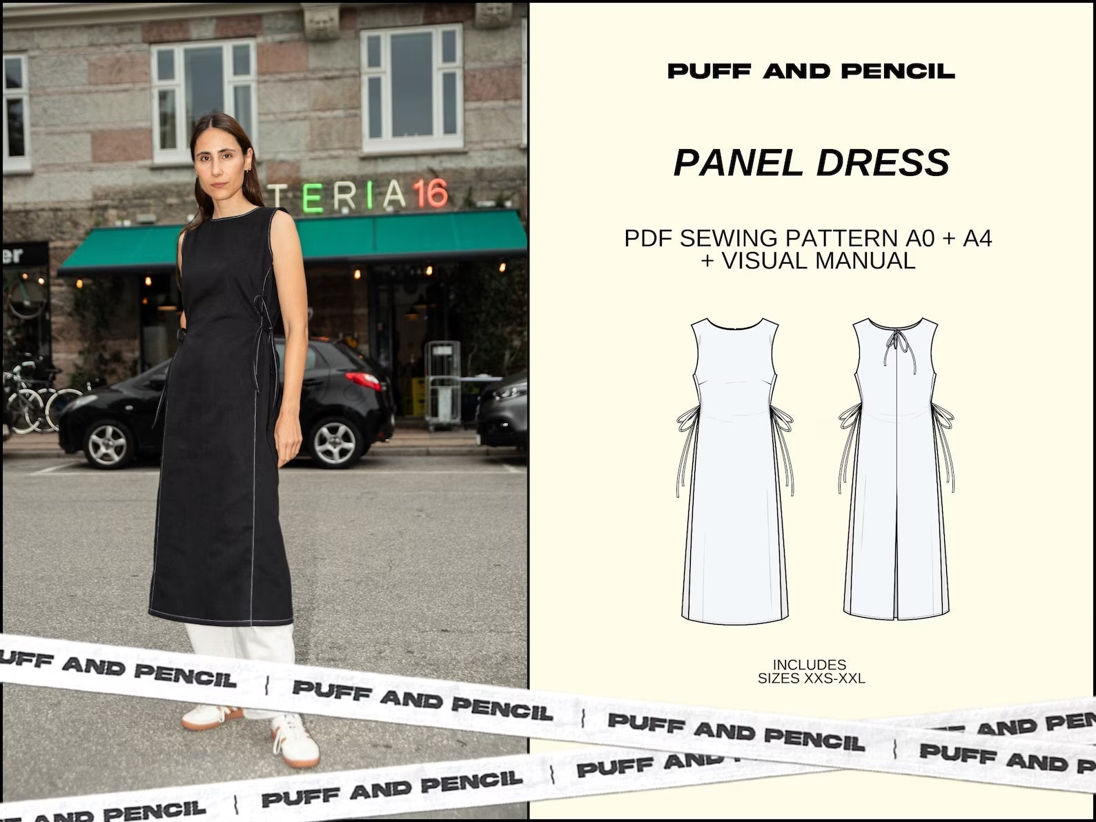 Puff and Pencil Panel Dress