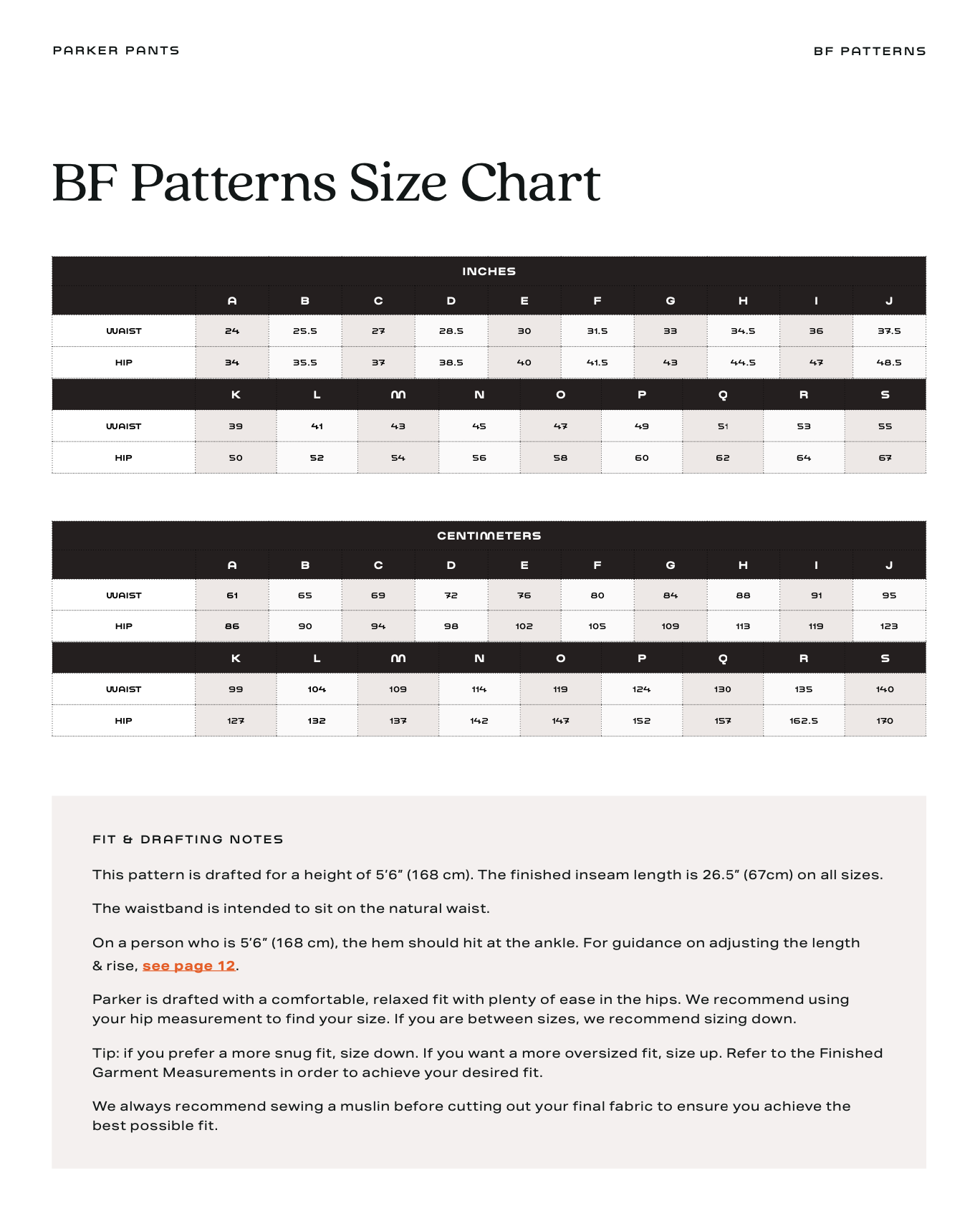 BF Patterns Parker Pants