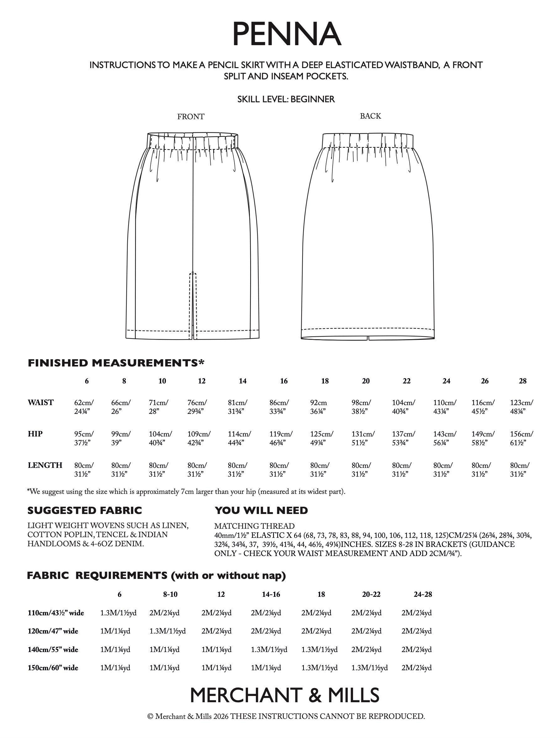 Merchant & Mills Penna Skirt PDF