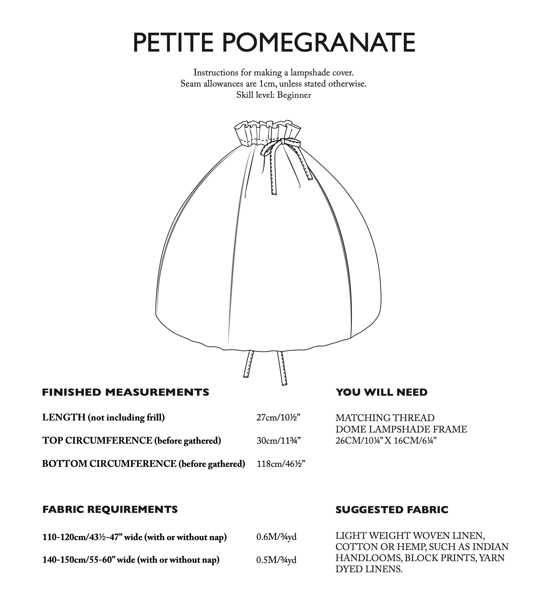 Merchant & Mills Petite Pomegranate Lampshade Cover