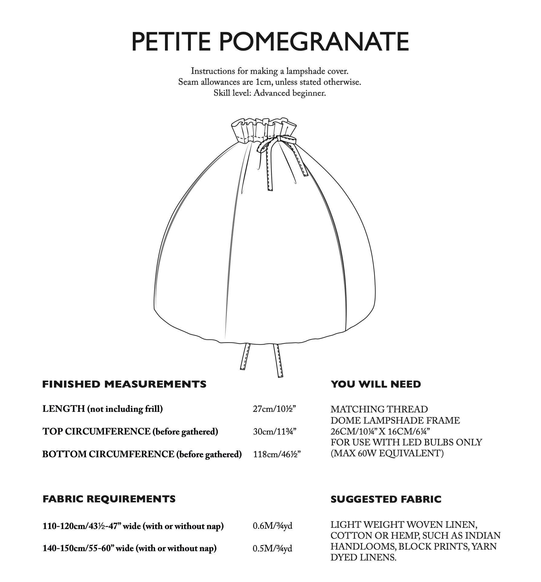 Merchant & Mills Petite Pomegranate Lampshade Cover