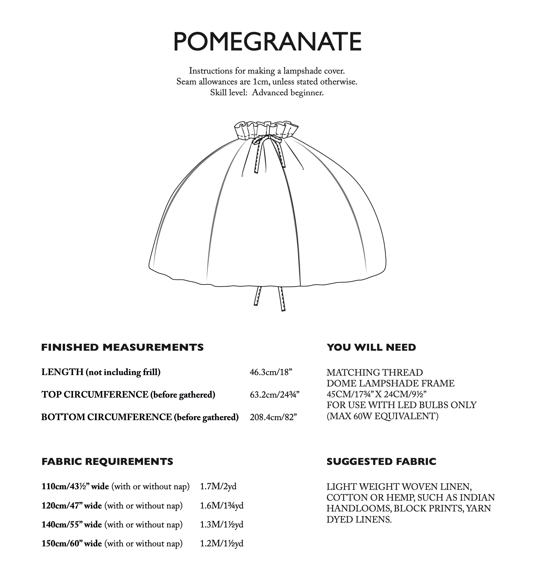 Merchant & Mills Pomegranate Lampshade Cover