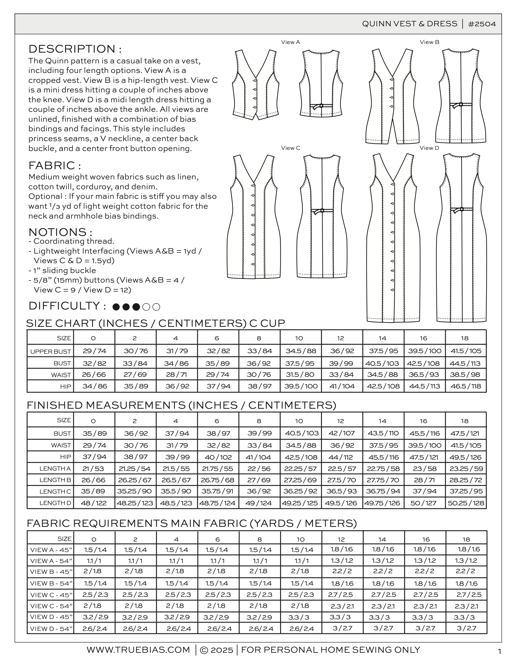 True Bias Quinn Vest and Dress