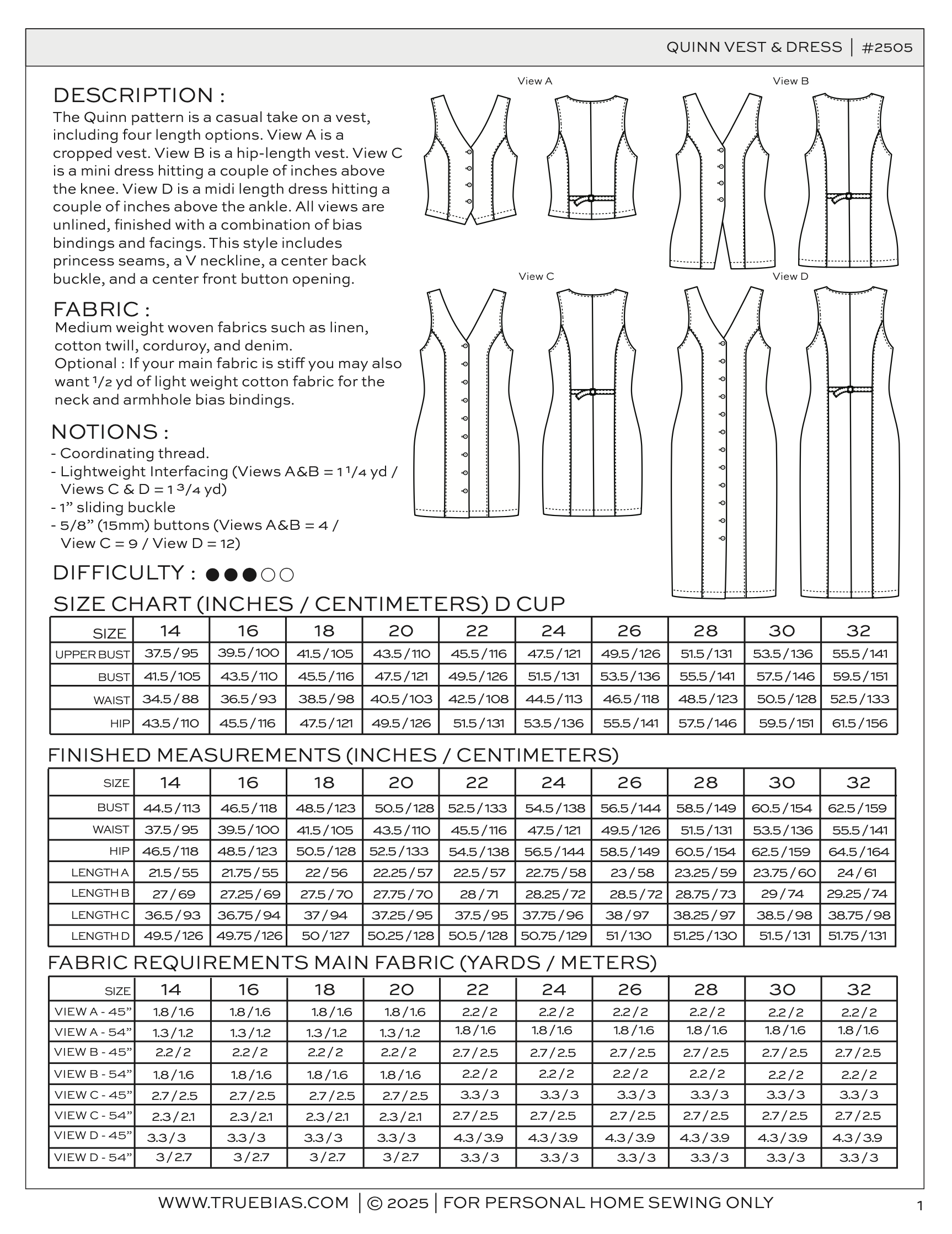 True Bias Quinn Vest and Dress