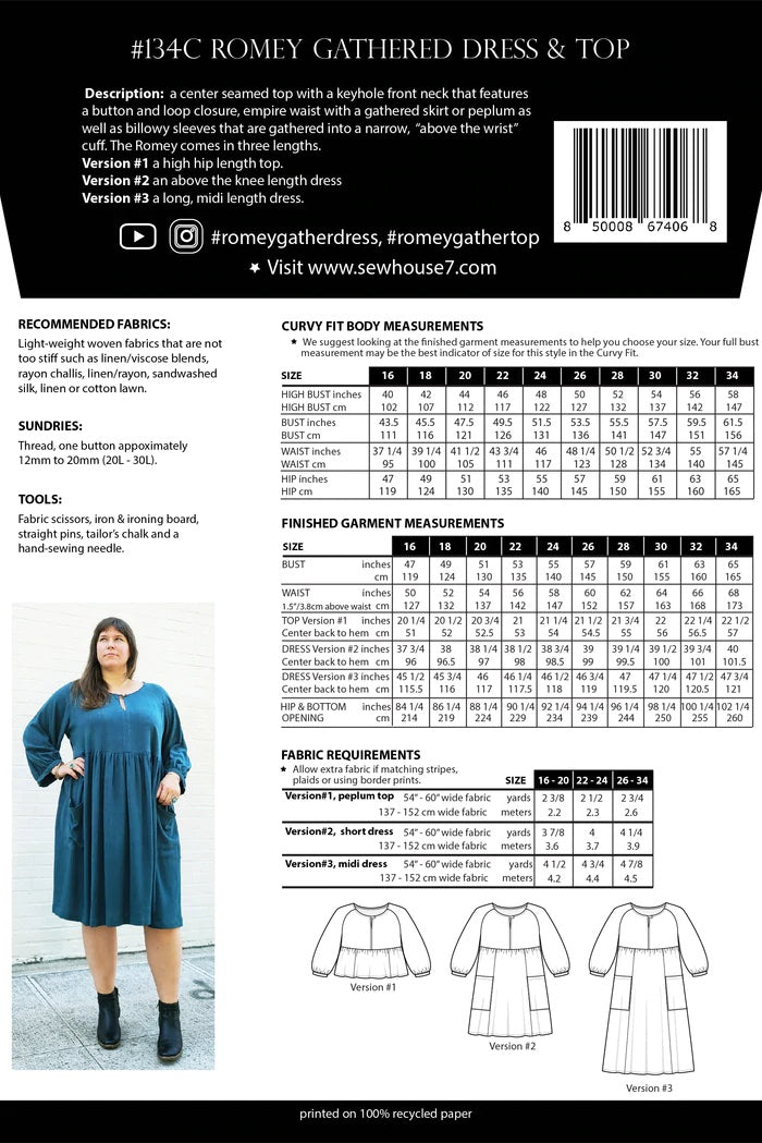 Sew House Seven Romey Gathered Dress and Top