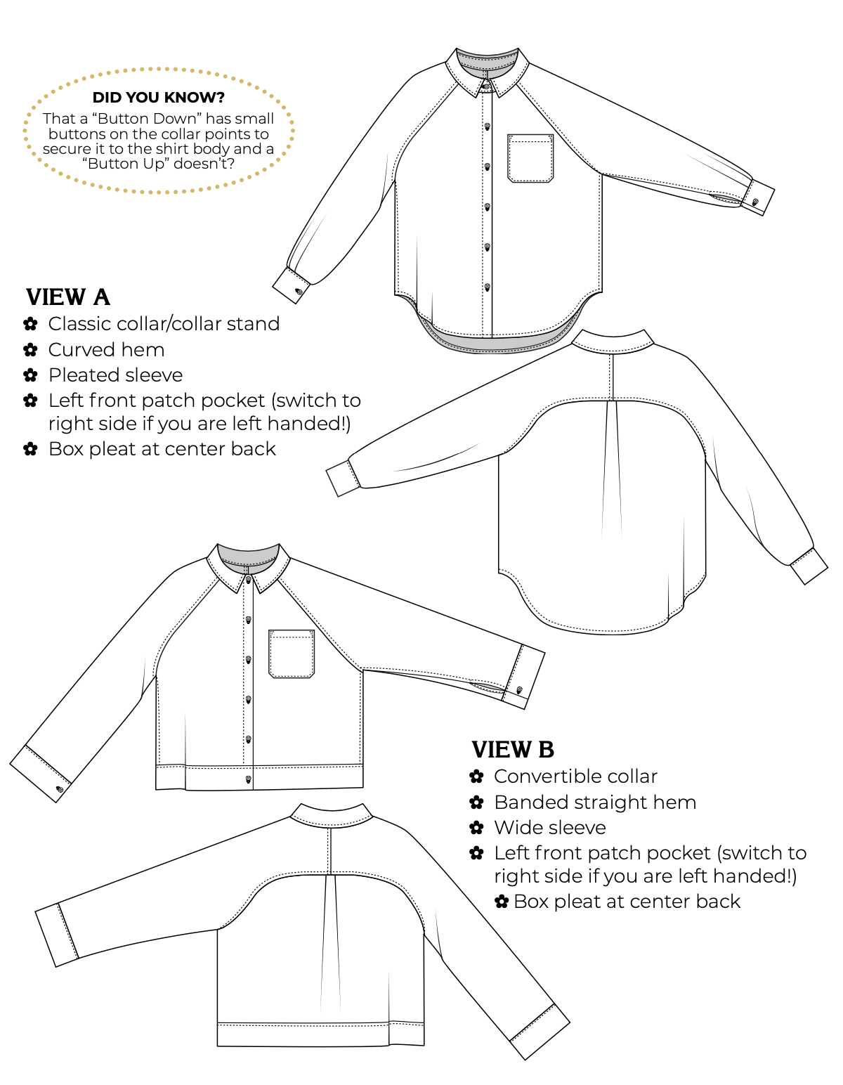 Paradise Patterns Rose Raglan Button Up