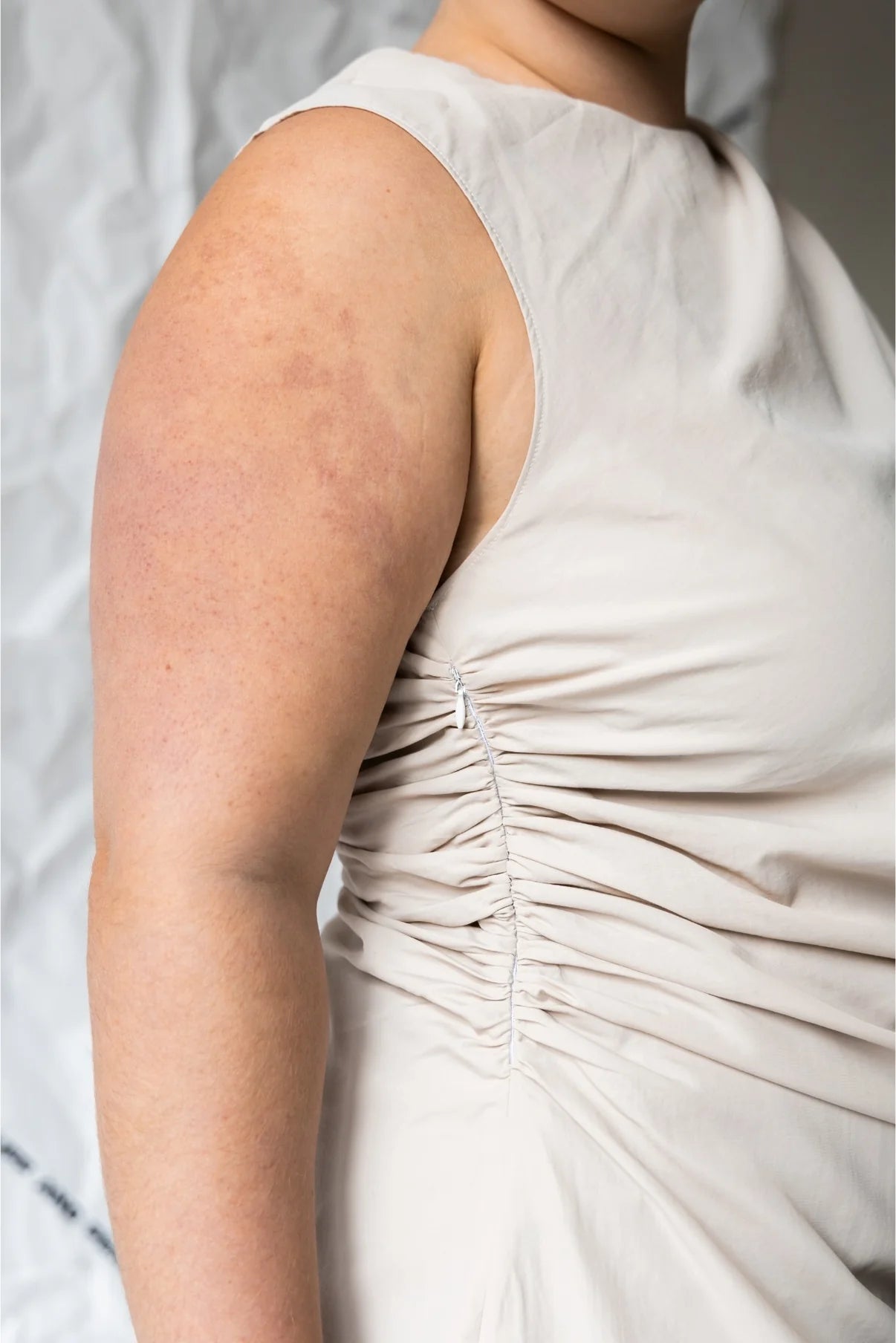 Puff and Pencil Ruched Dress