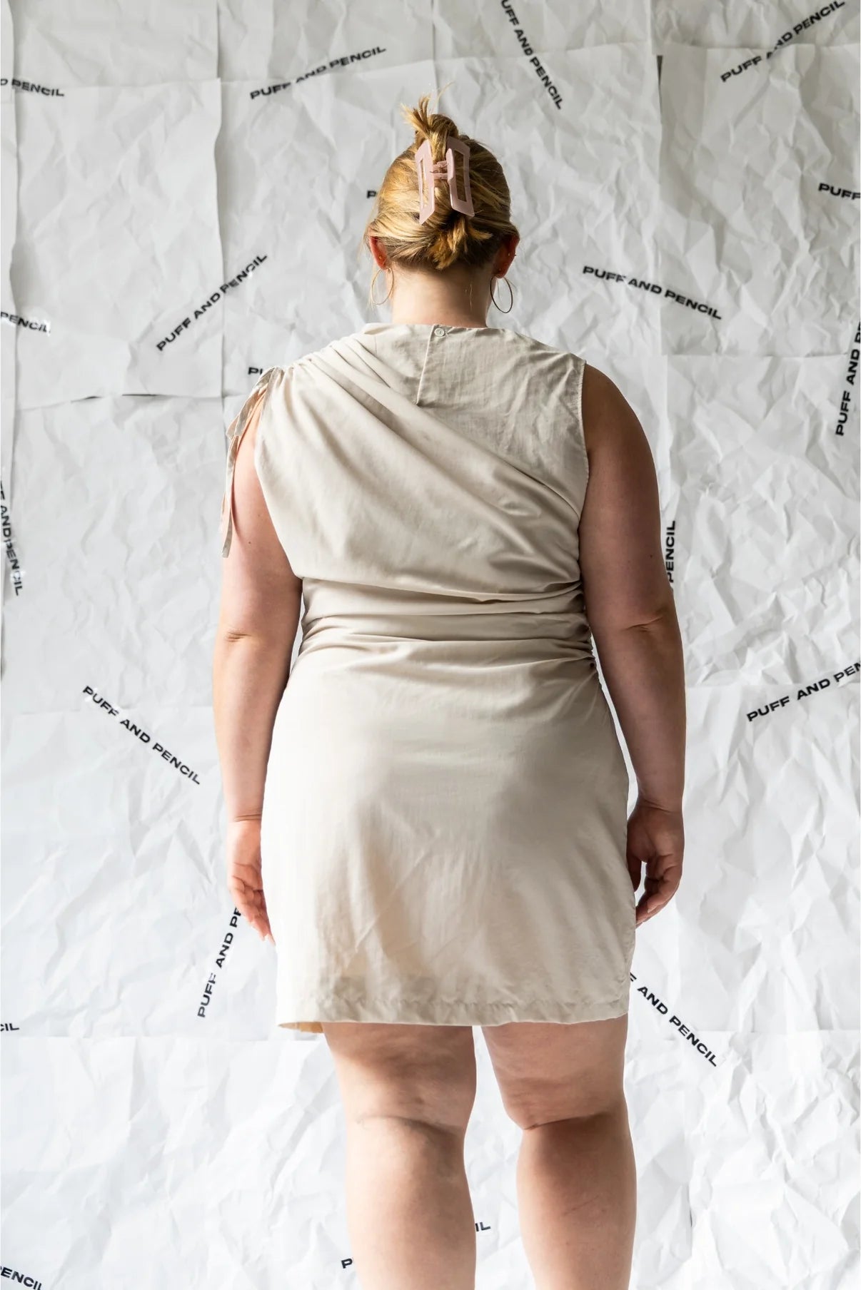 Puff and Pencil Ruched Dress
