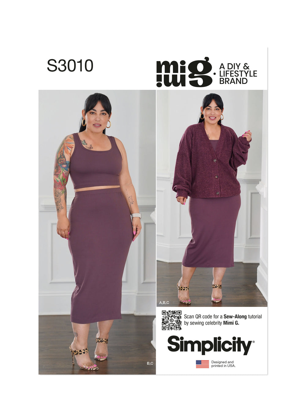 Simplicity Cardigan, Tank Top & skirt S3010