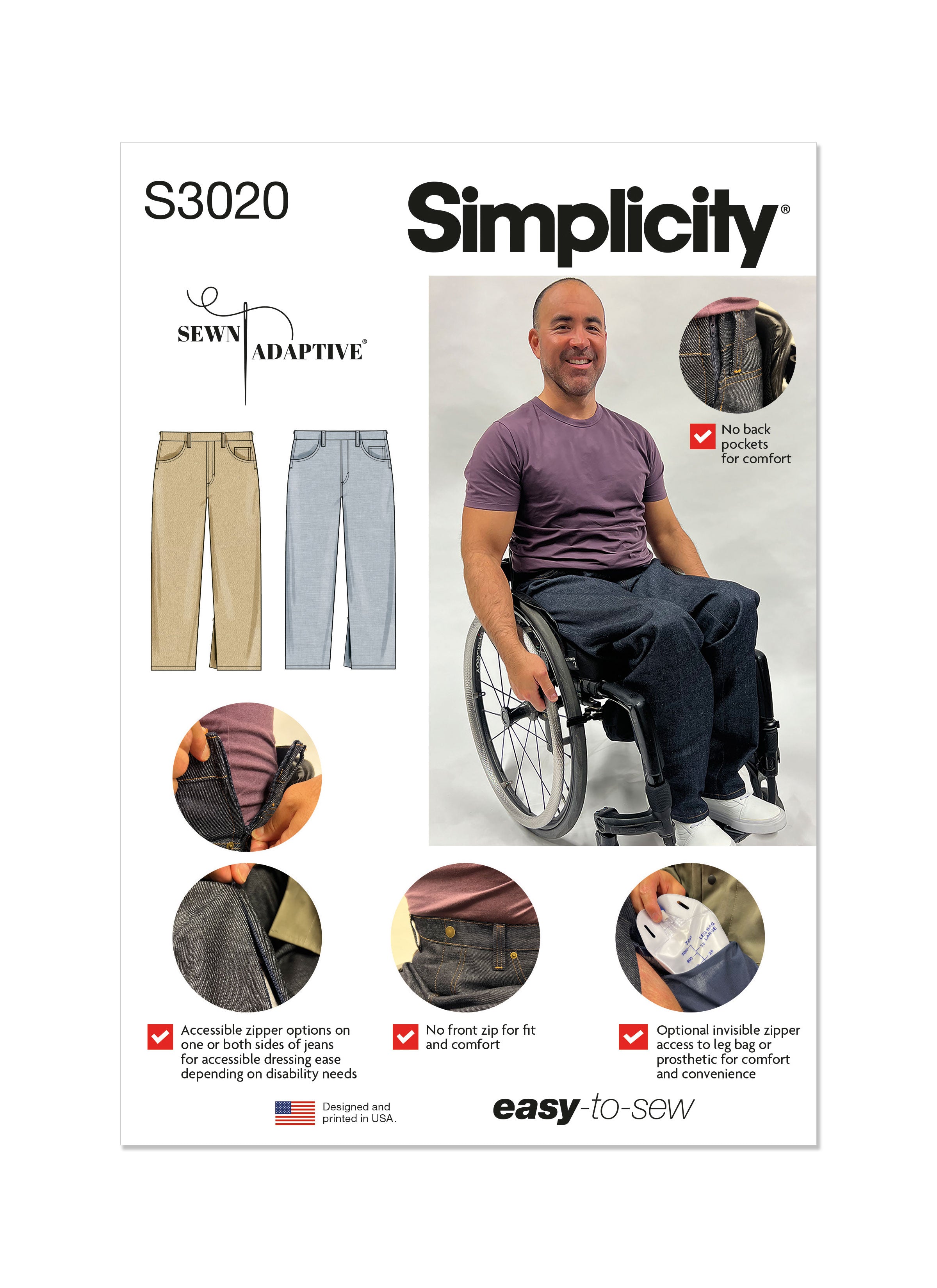 Simplicity Unisex Adaptive Jeans S3020