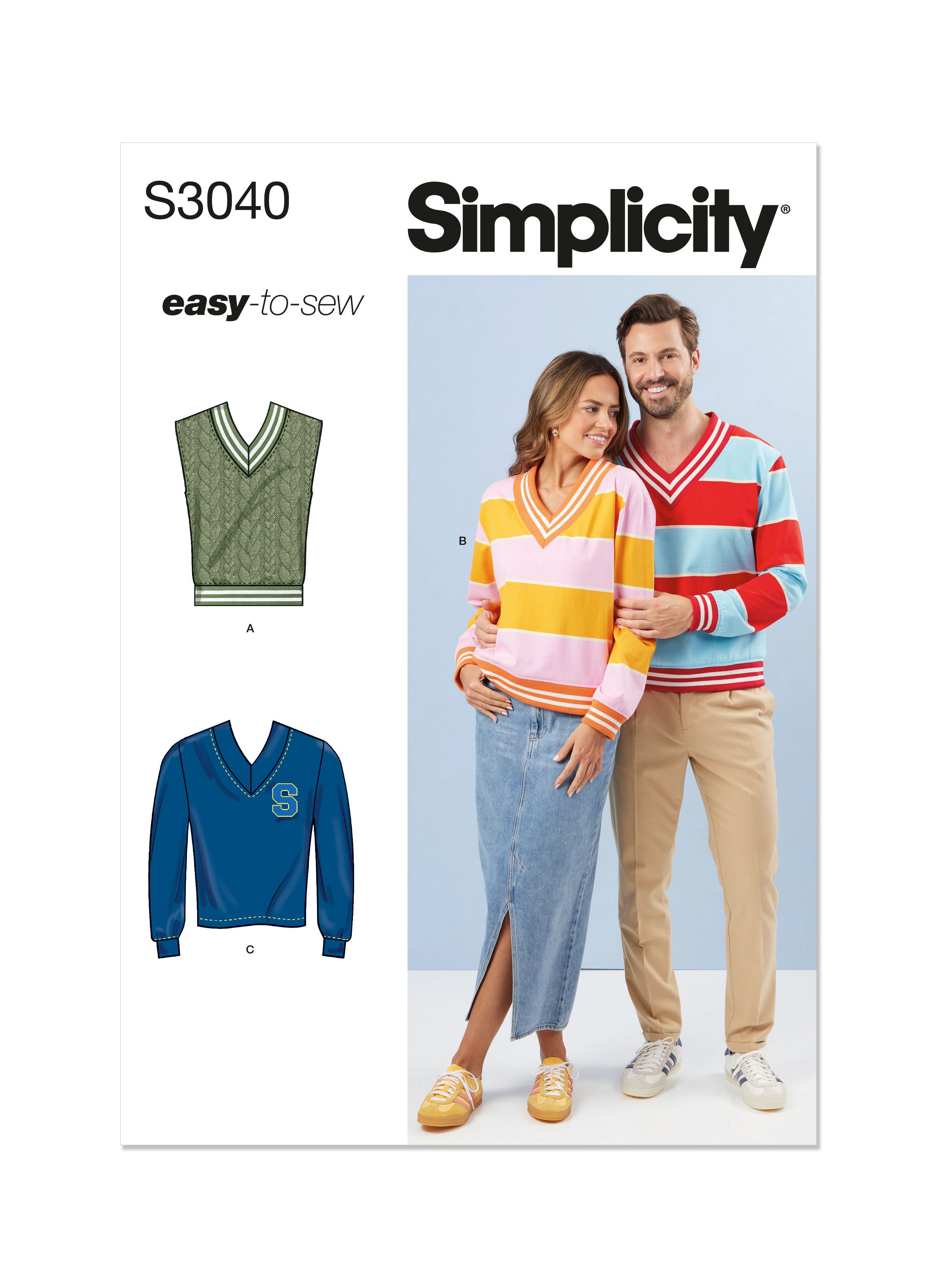 Simplicity Unisex Knit Vest Tops S3040