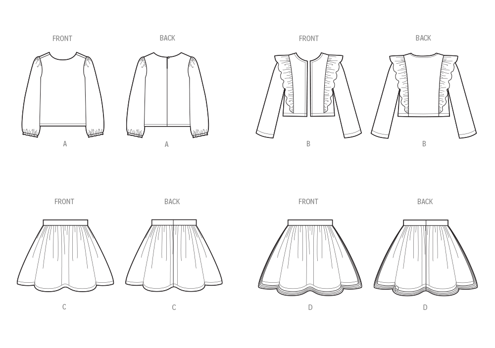 Simplicity Child/Teen Skirts, Jacket & Tops S3044