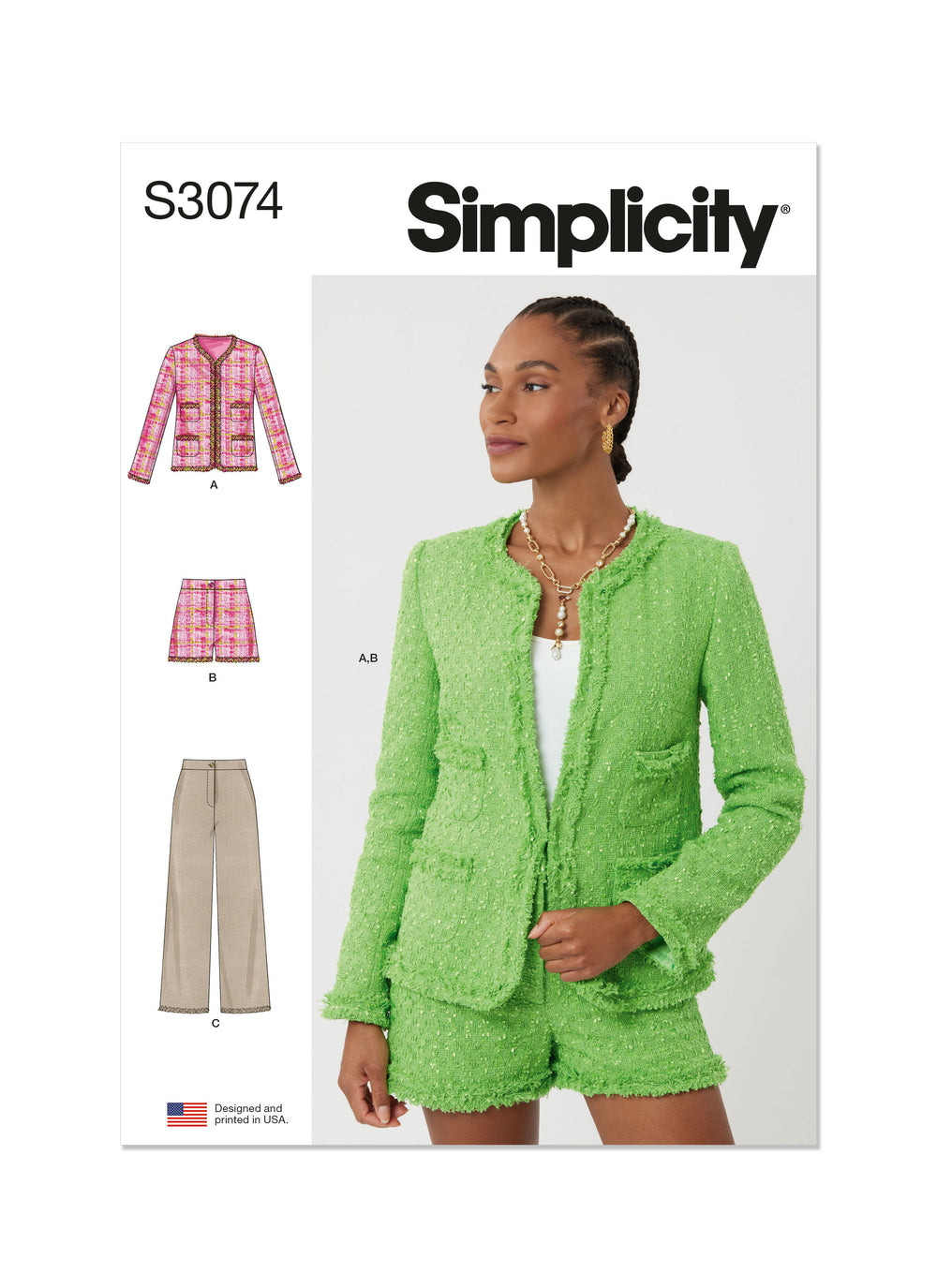 Simplicity Jacket, Shorts and Trousers S3074