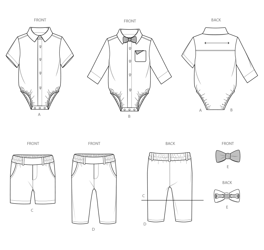 Simplicity Babies' Bodysuits, Shorts and Trousers S3079
